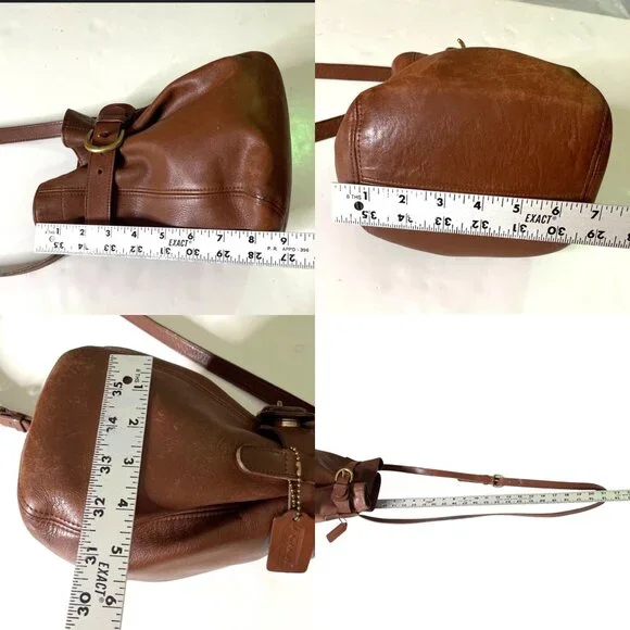 Vintage 90s Coach SoHo Tanned Leather Bucket Crossbody Bag Adjustable Strap 4156 - Picture 7 of 8
